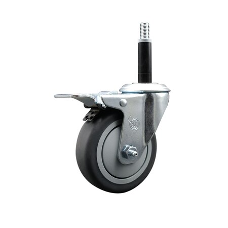Service Caster 4'' SS Thermoplastic Rubber Swivel 3/4'' Expanding Stem Caster Total Lock Brake SCC-SSEXTTL20S414-TPRB-34